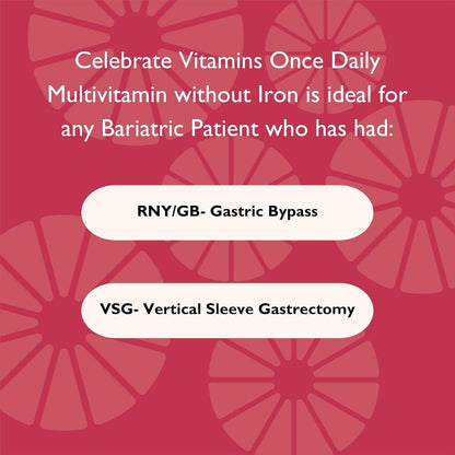 Celebrate Vitamins CelebrateONE, Iron Free - Once Daily Bariatric Multivitamin, Essential Vitamins & Minerals - Gastric Bypass & Sleeve Gastrectomy Supplement (30 Capsules)