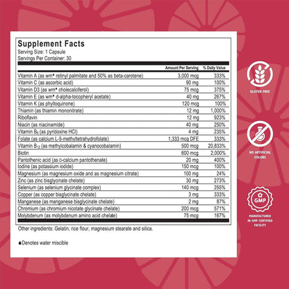 Celebrate Vitamins CelebrateONE, Iron Free - Once Daily Bariatric Multivitamin, Essential Vitamins & Minerals - Gastric Bypass & Sleeve Gastrectomy Supplement (30 Capsules)